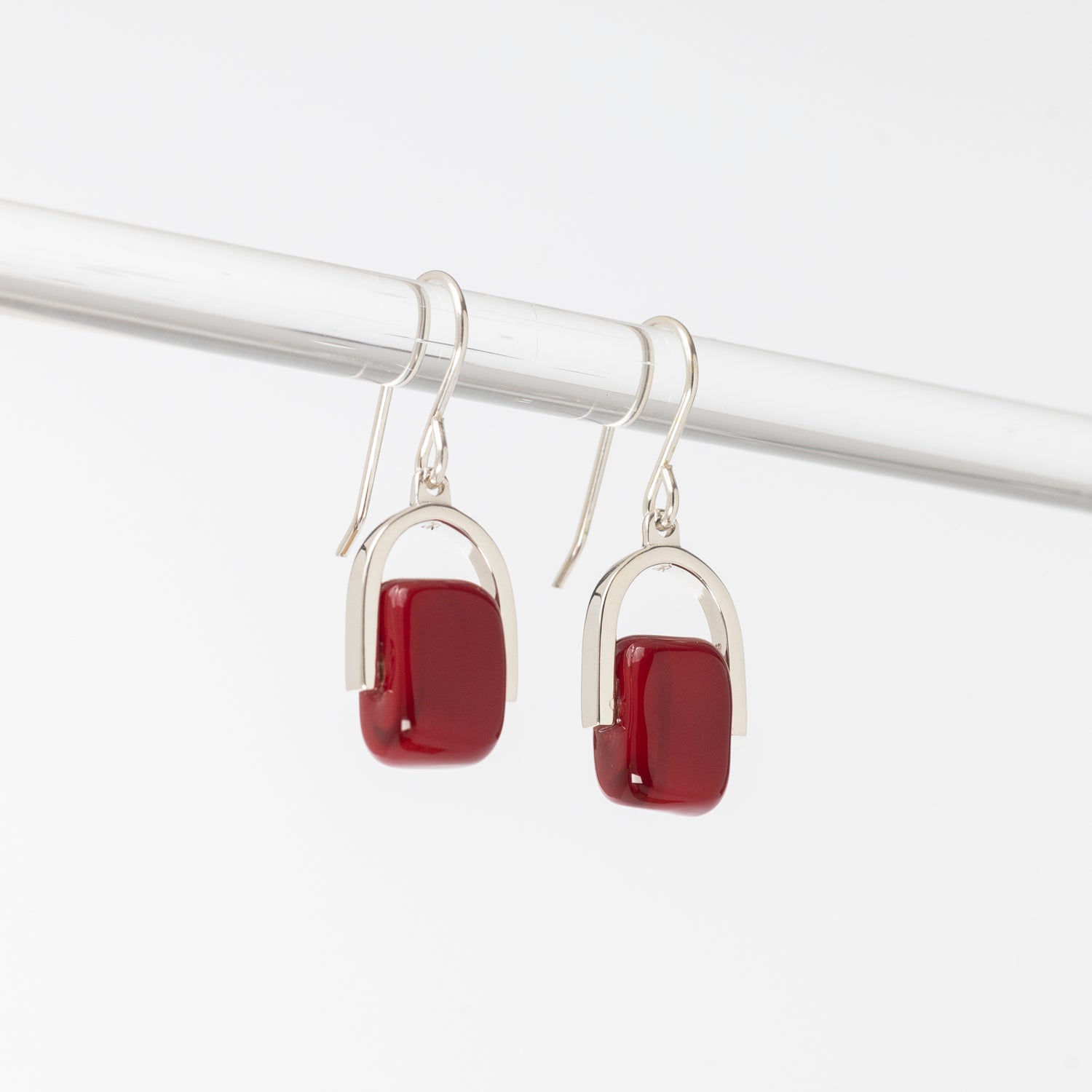 Empress Ruby - Petite Silver Earrings