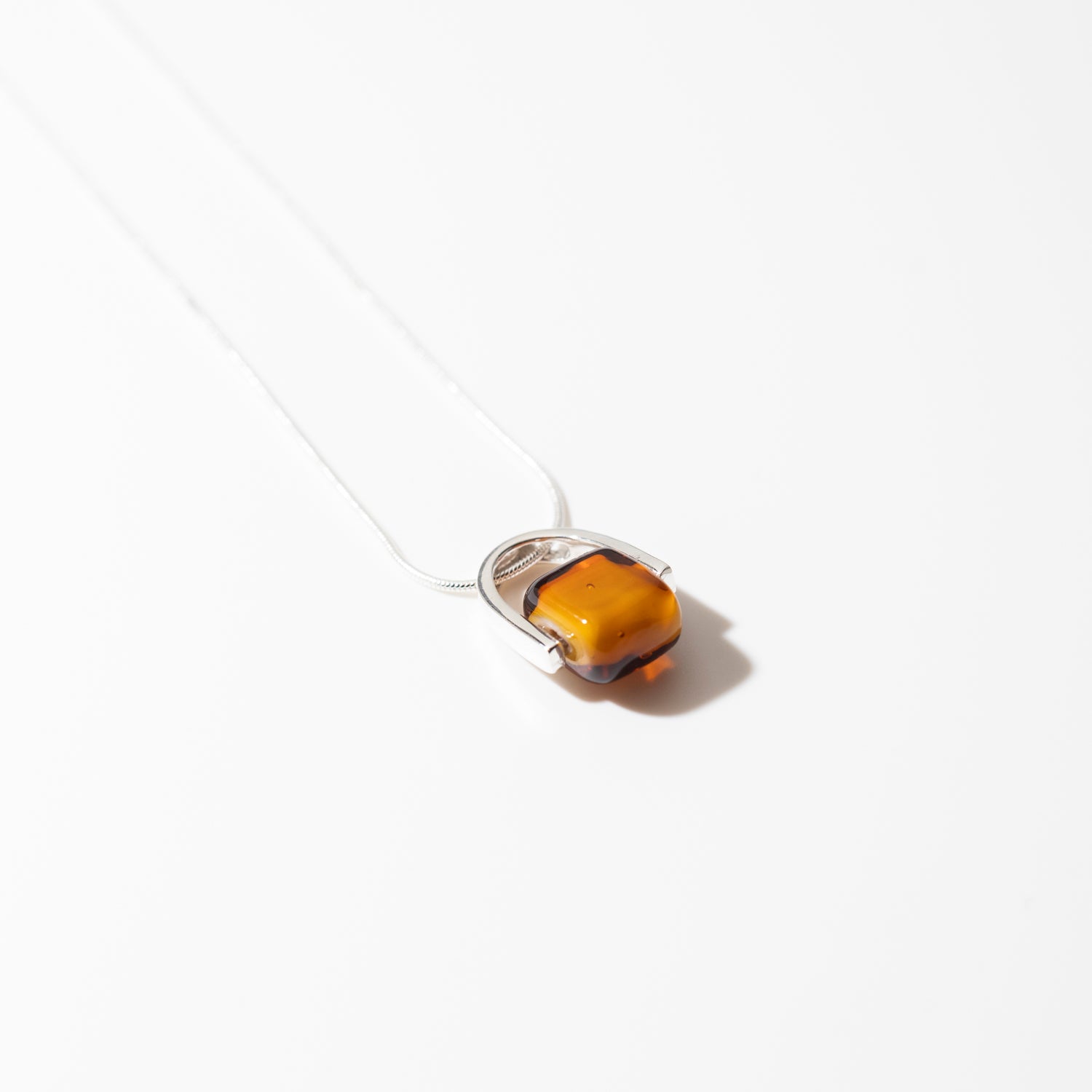 Empress Amberfire - Petite Silver Pendant Necklace