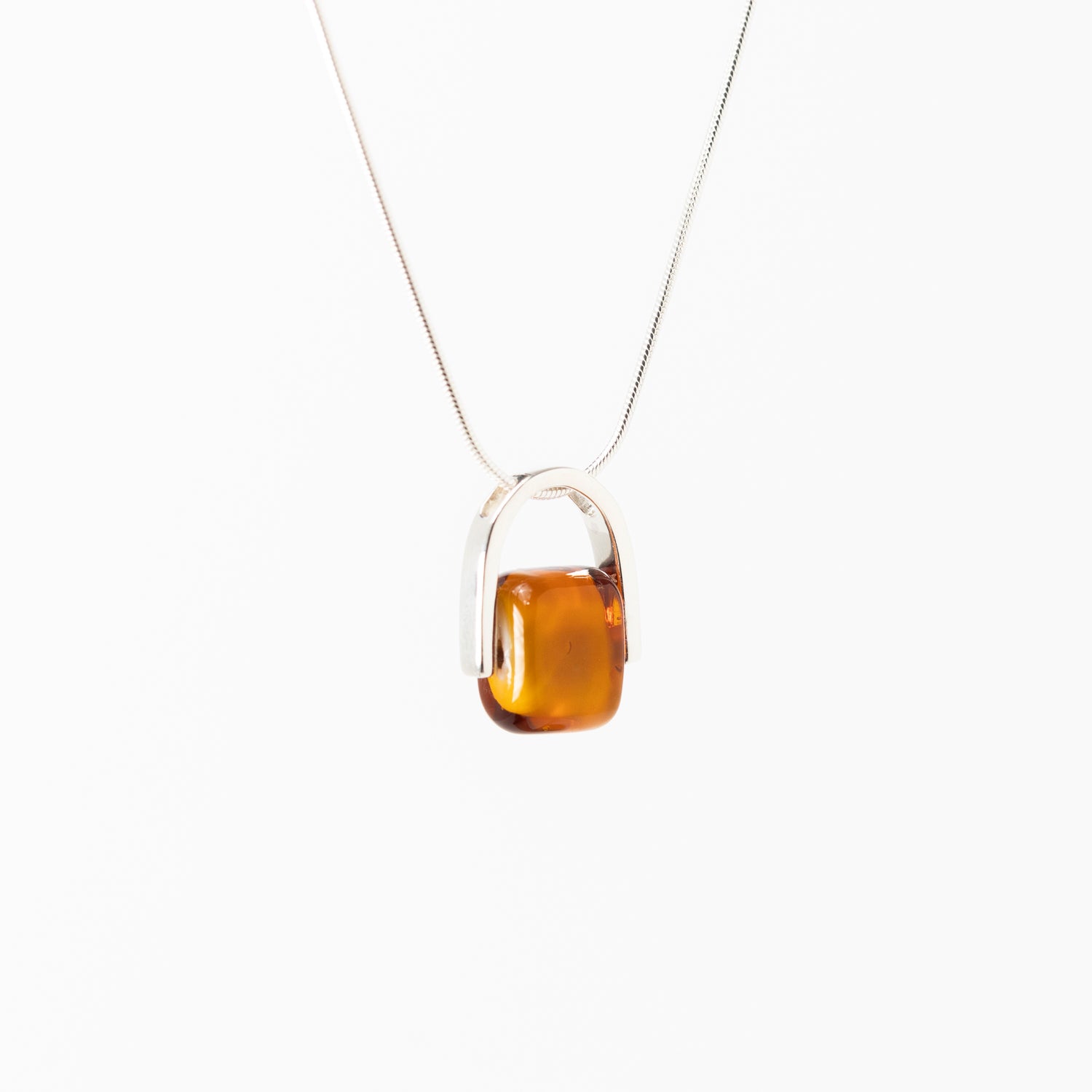 Empress Amberfire - Petite Silver Pendant Necklace