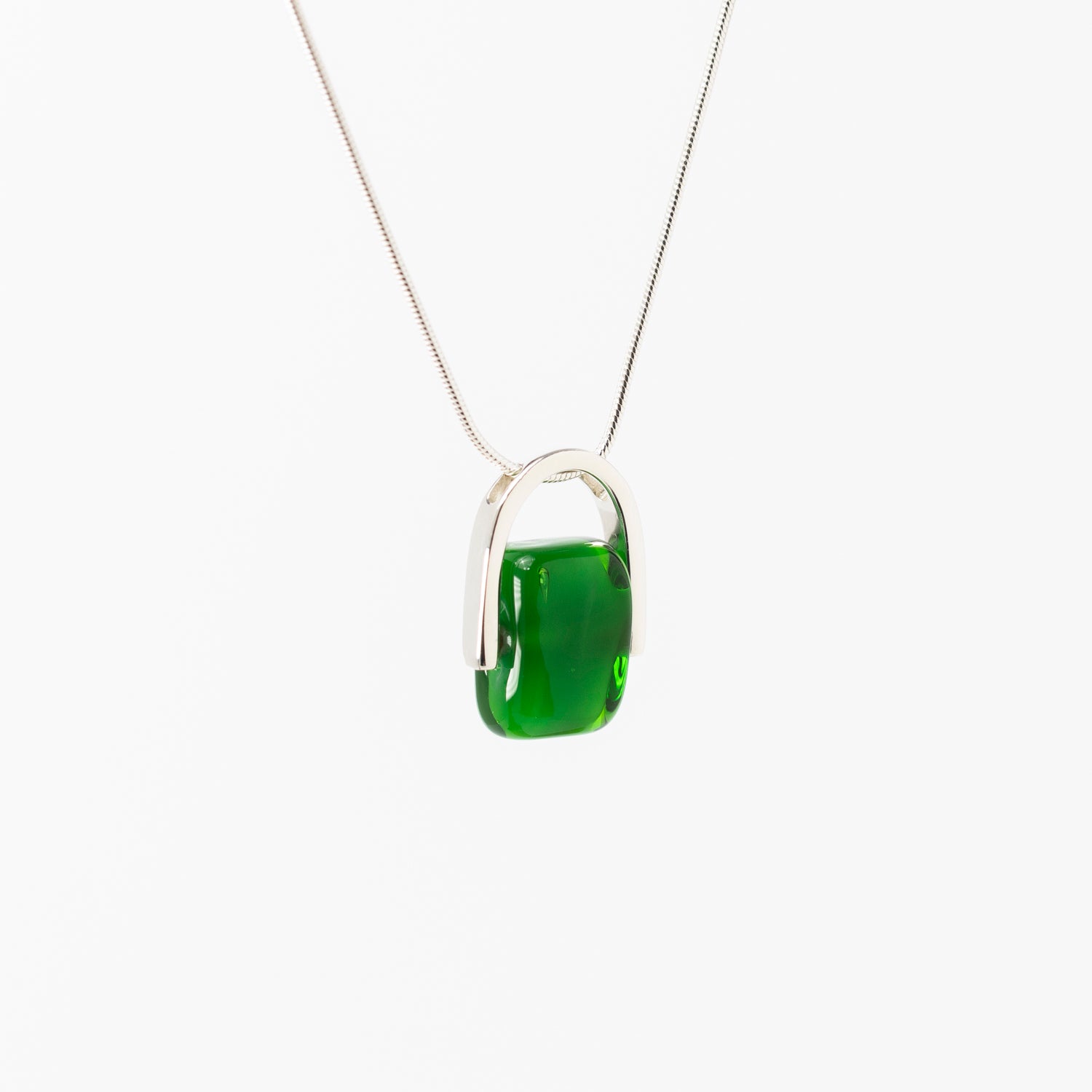 Empress Forest Green - Petite Silver Pendant Necklace