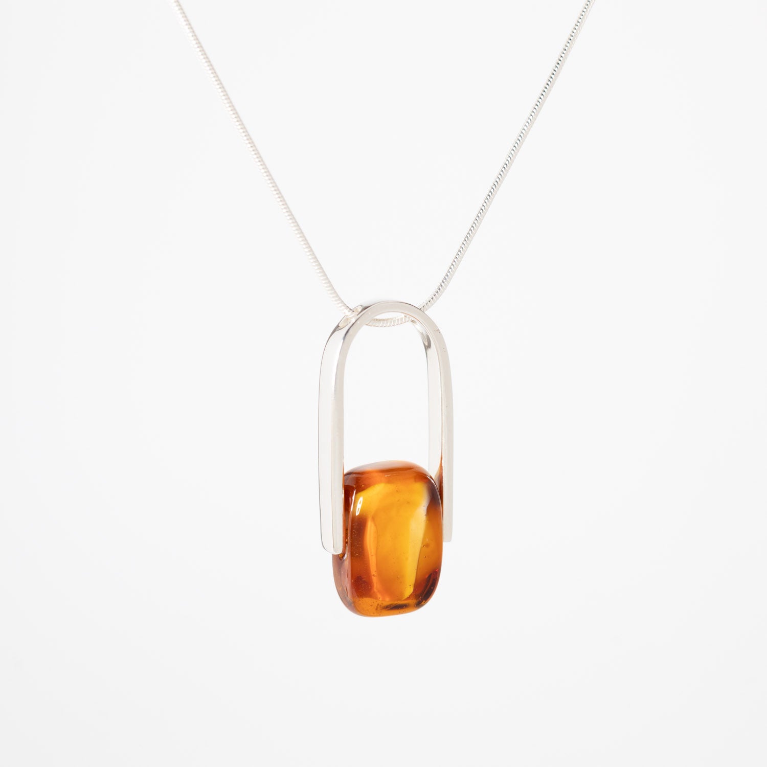 Empire Amberfire - Silver Pendant Necklace