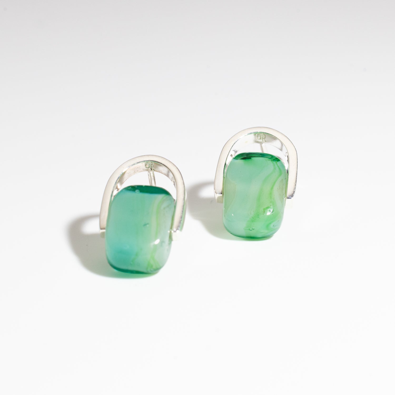 Empire Sea Green - Silver Stud Earrings