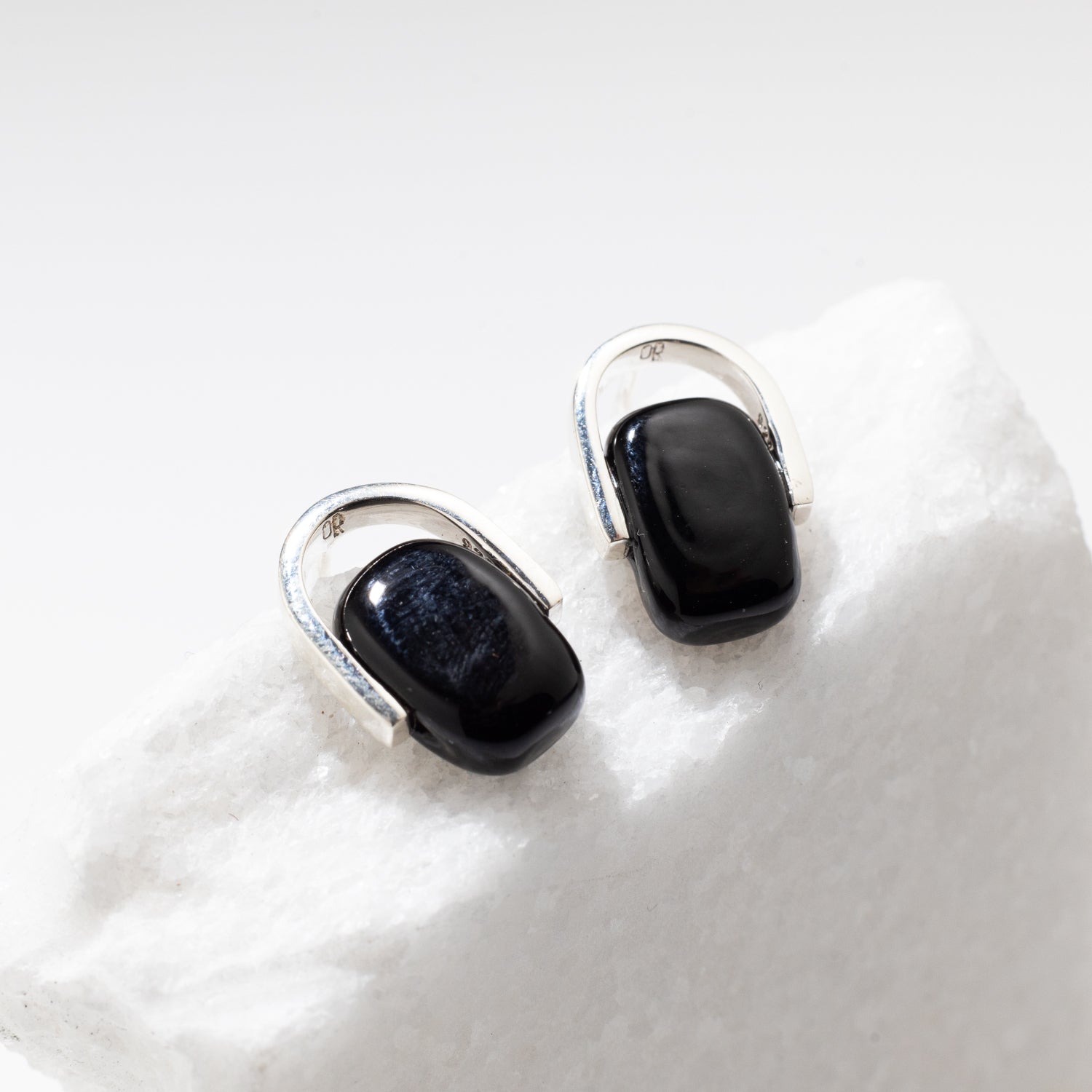 Empire Obsidian - Silver Stud Earrings