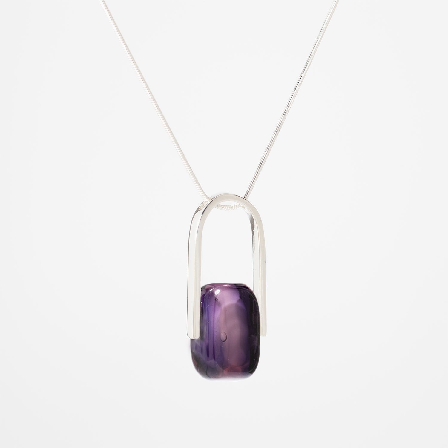 Empire African Violet - Silver Pendant Necklace