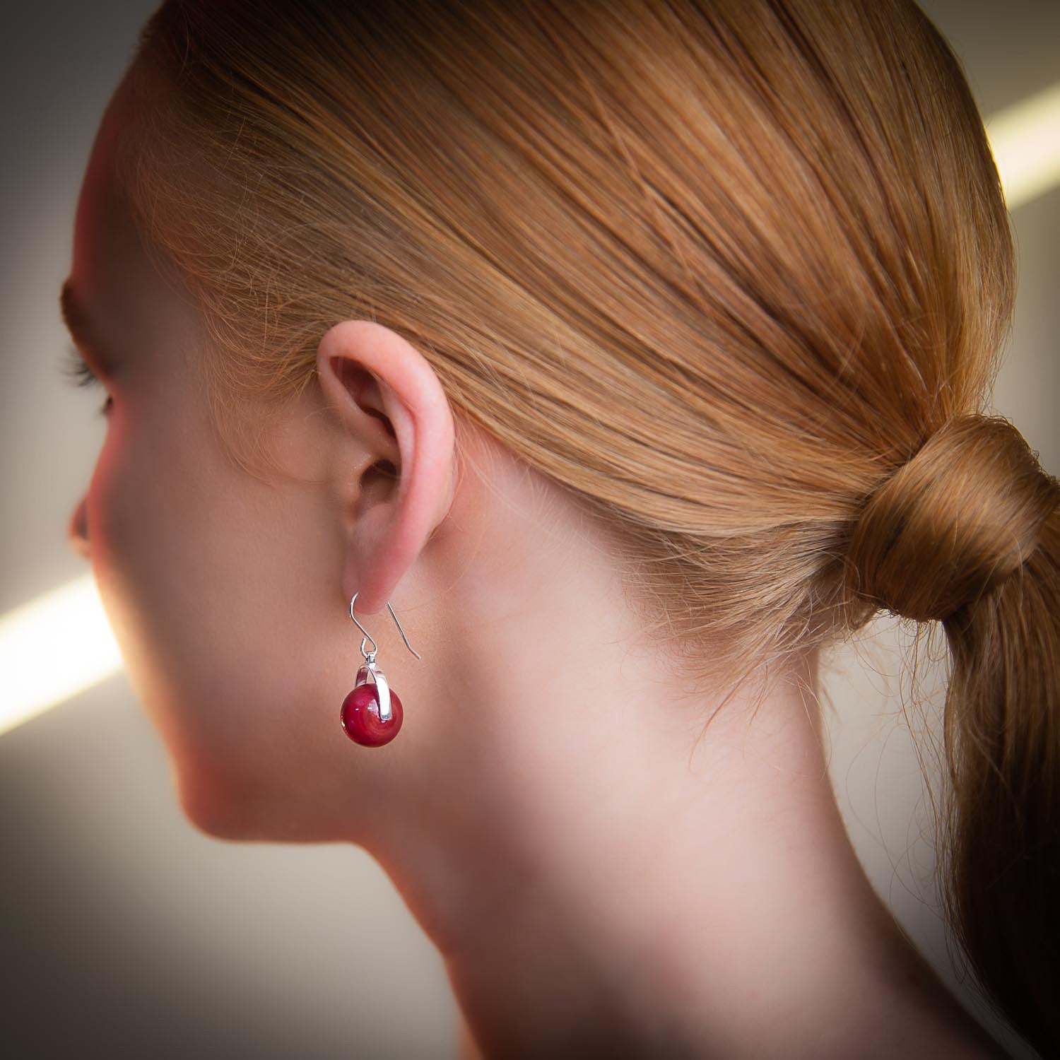 Venus Ruby - Silver Earrings