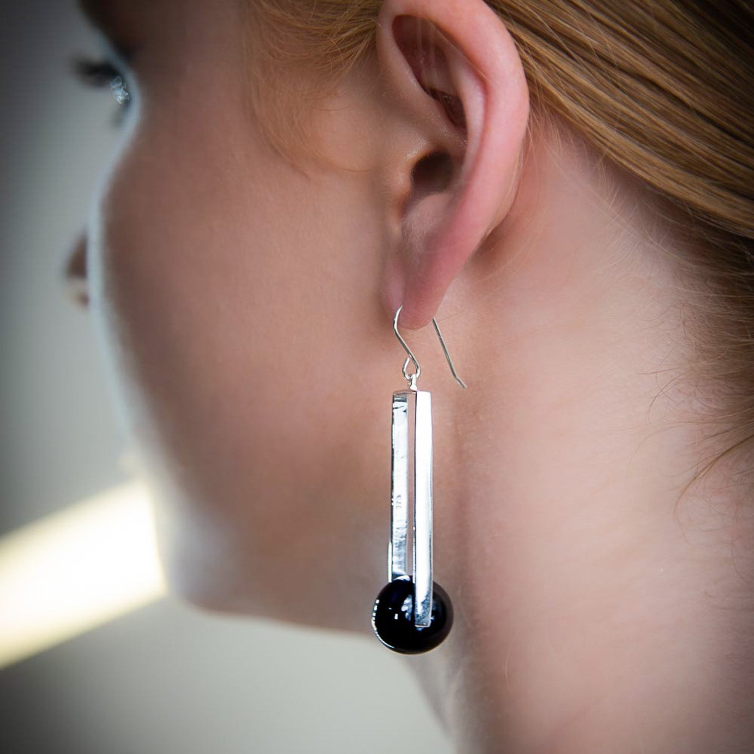 Manhattan Obsidian - Silver Earrings