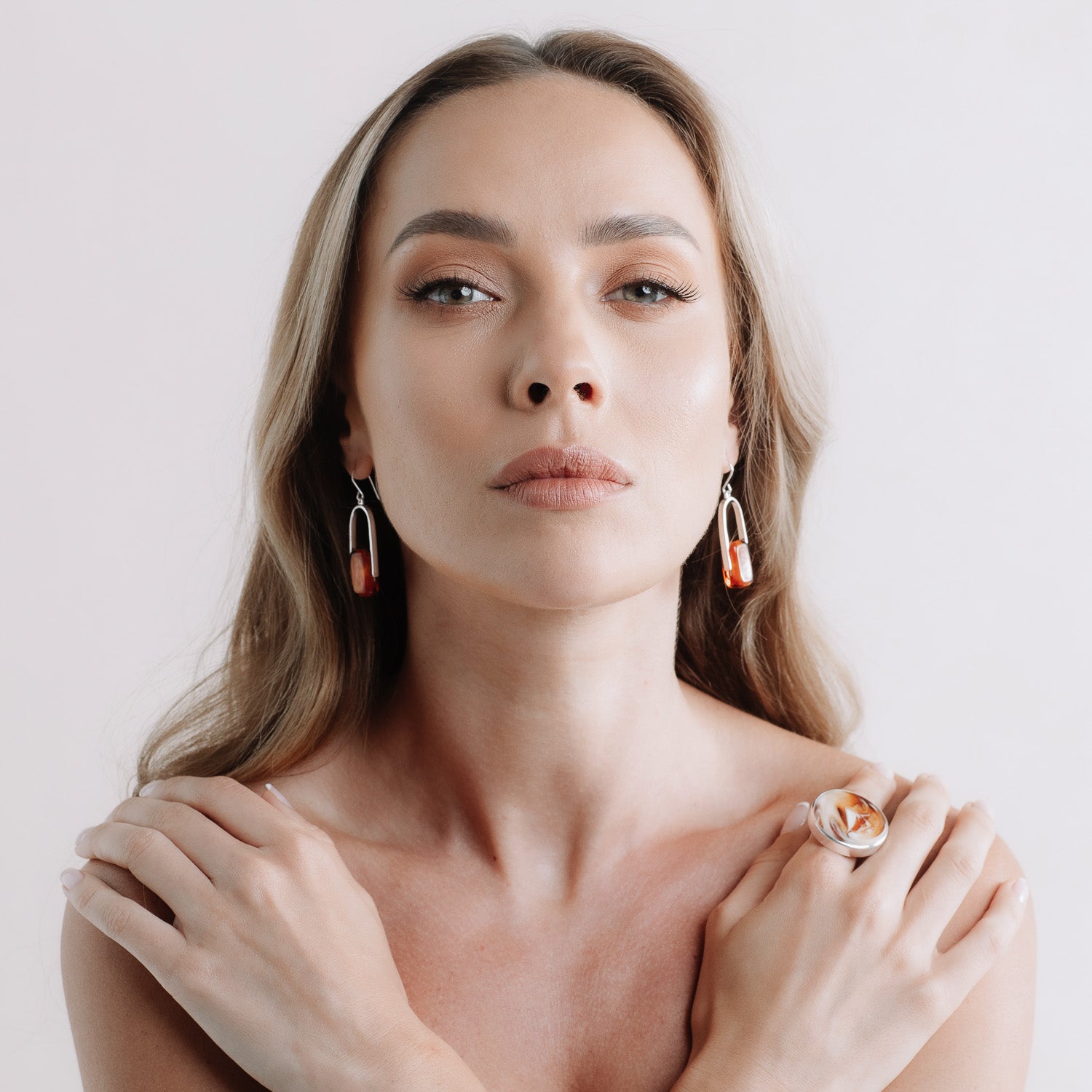Empire Amberfire - Silver Earrings