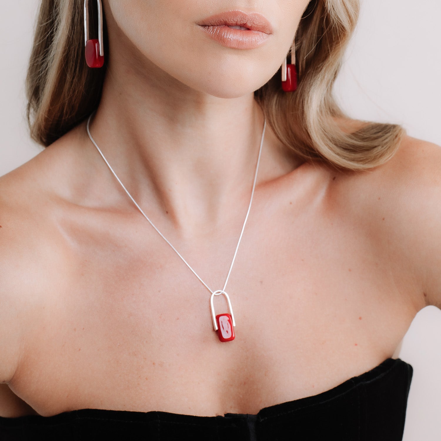 Empire Ruby - Silver Pendant Necklace