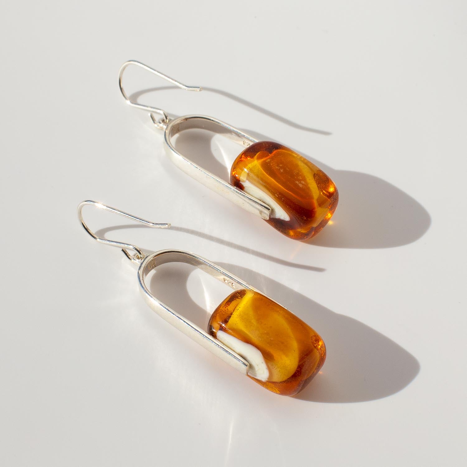 Empire Amberfire - Silver Earrings