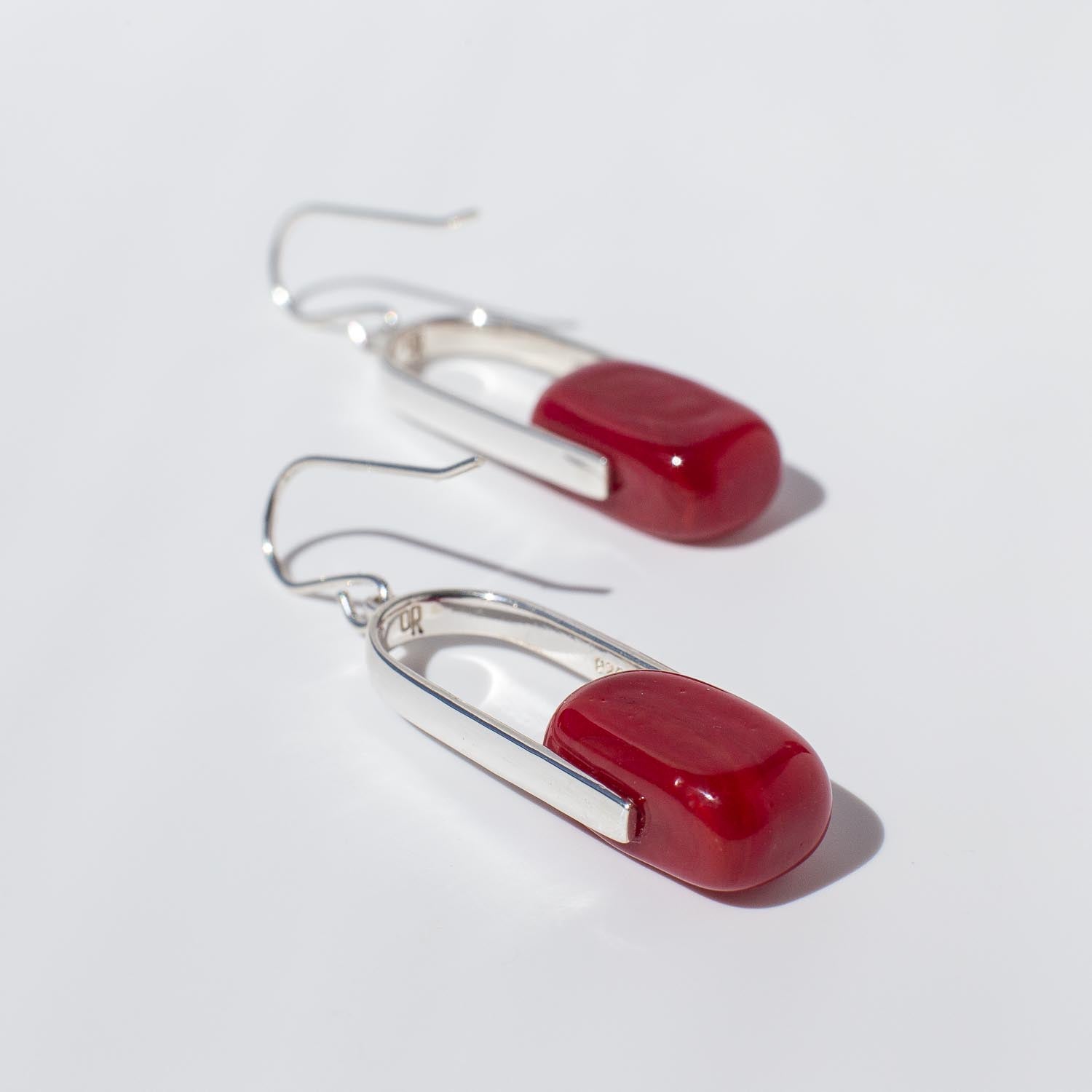 Empire Ruby - Silver Earrings