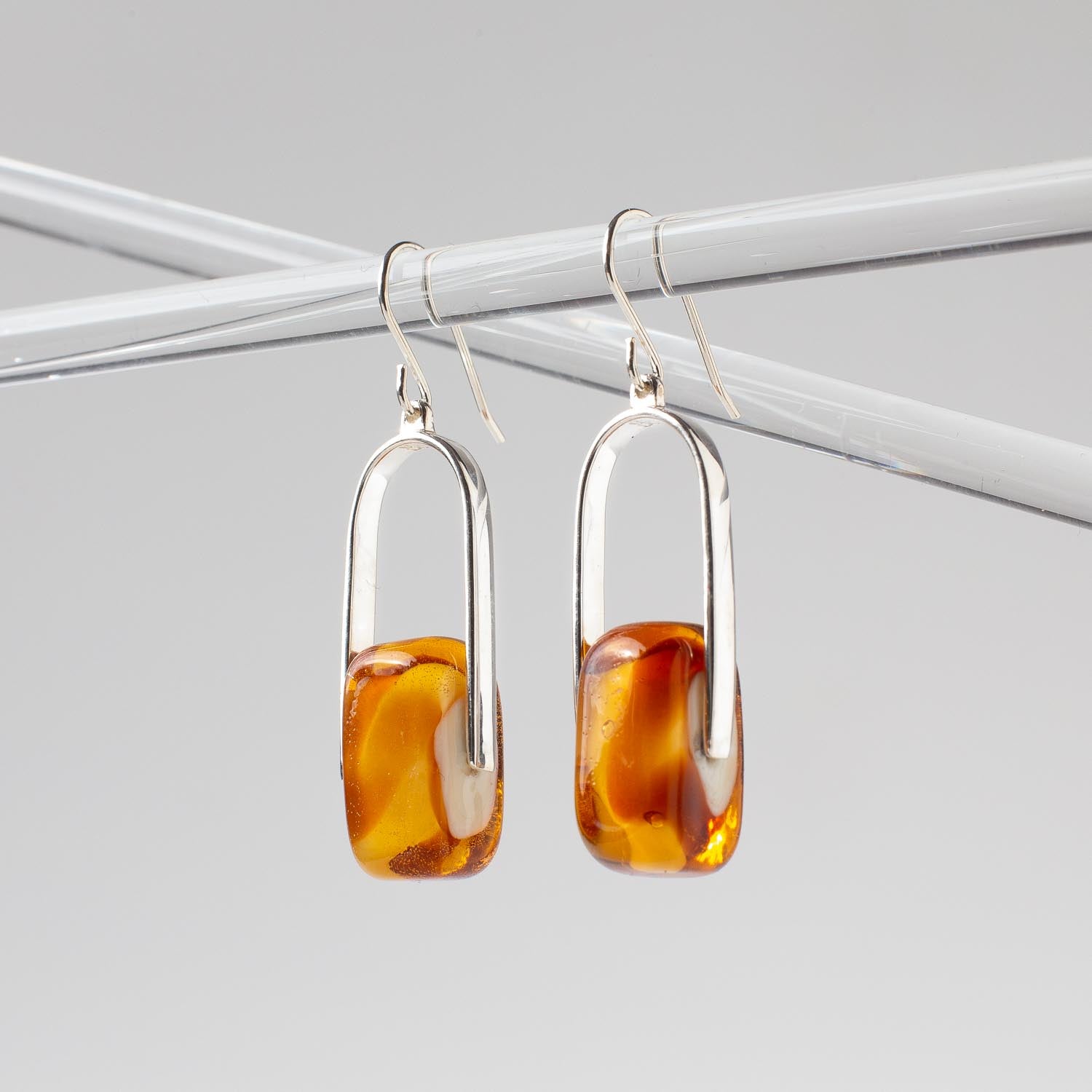 Empire Amberfire - Silver Earrings