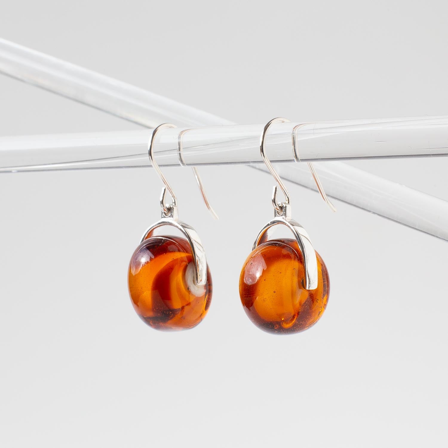 Venus Amberfire - Silver Earrings