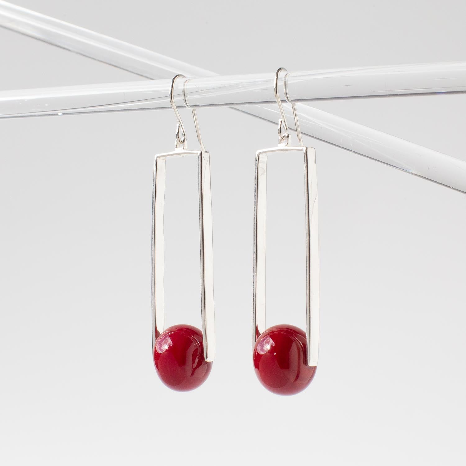 Manhattan Ruby - Silver Earrings