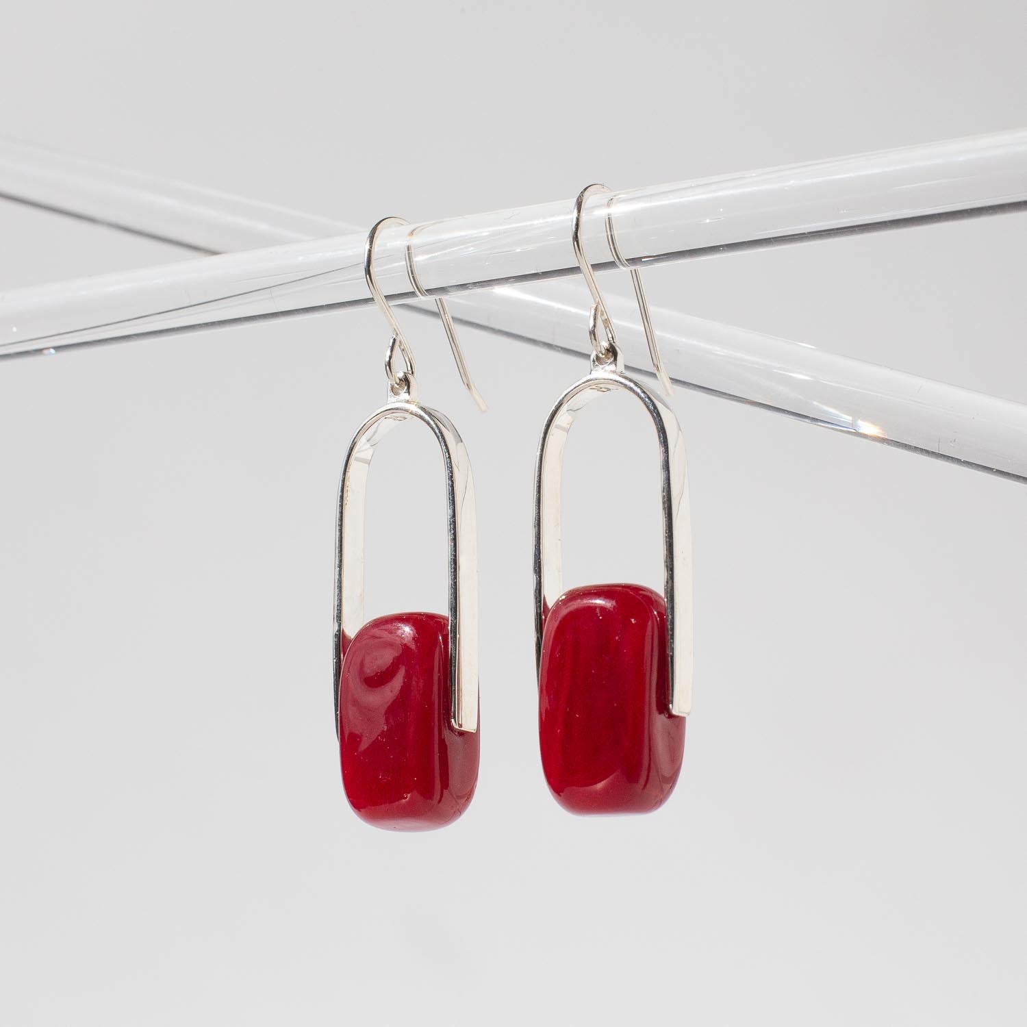 Empire Ruby - Silver Earrings