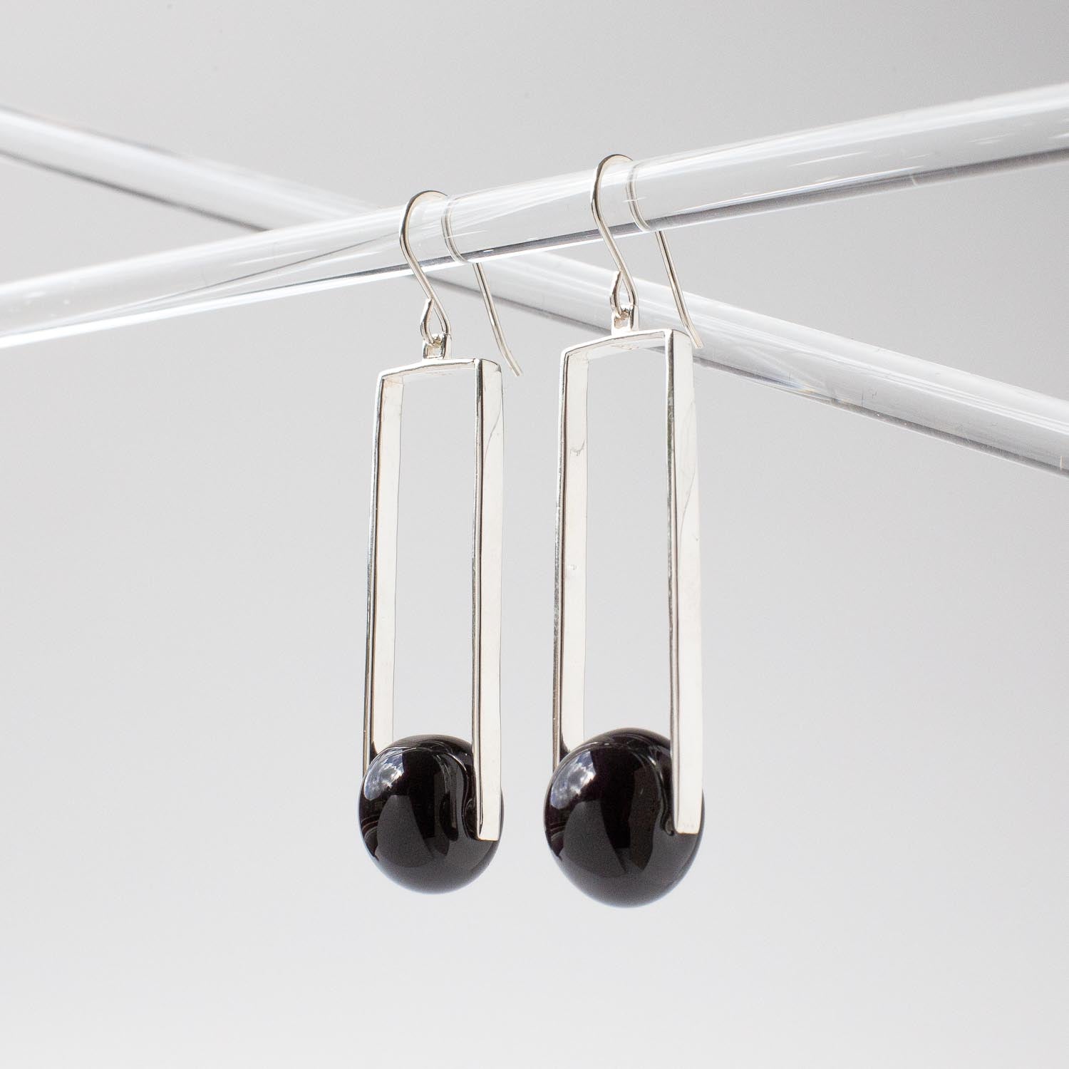 Manhattan Obsidian - Silver Earrings