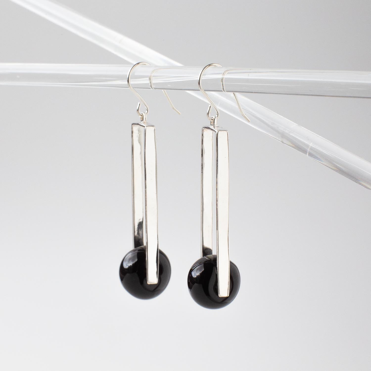 Manhattan Obsidian - Silver Earrings