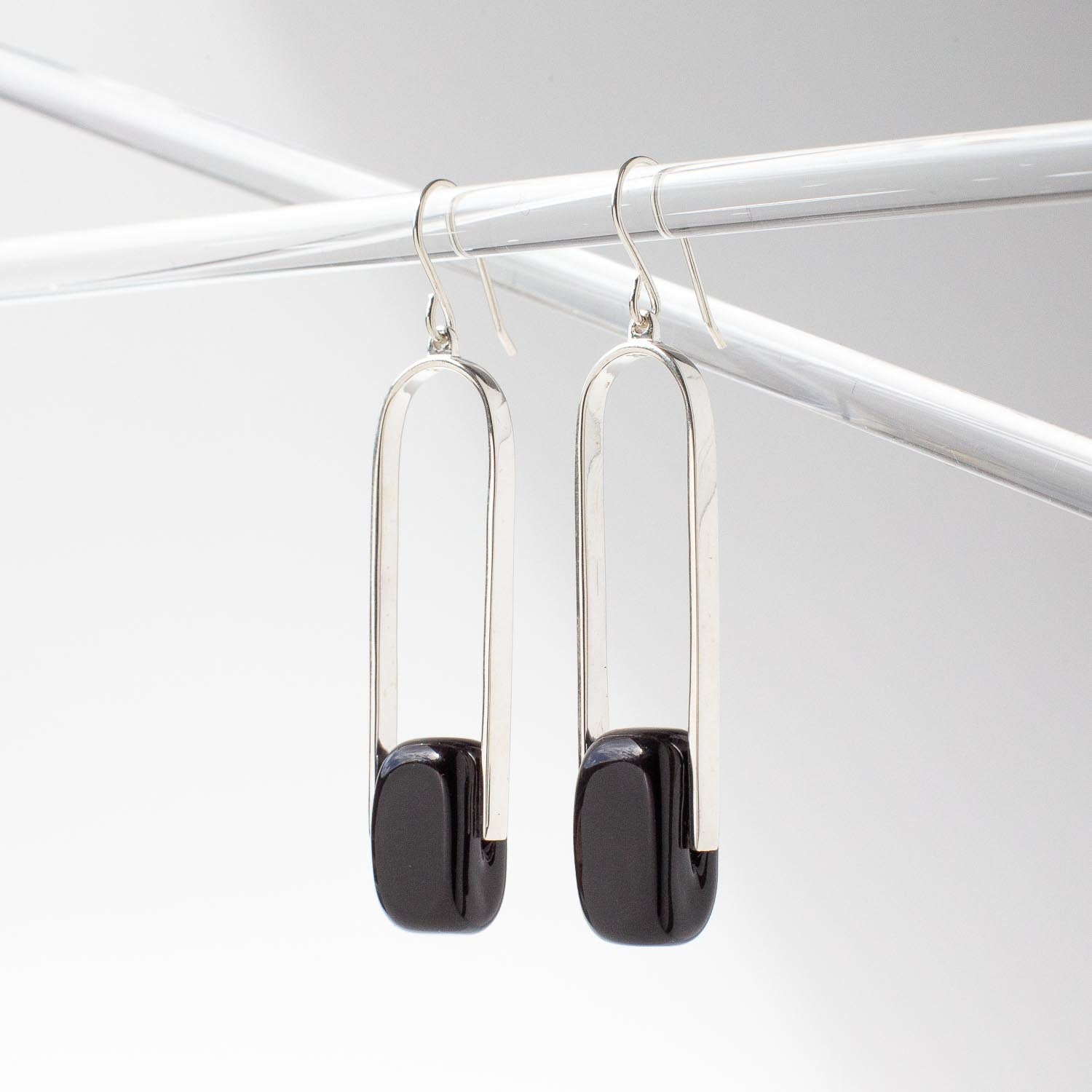 Empire Luxe Obsidian - Silver Earrings