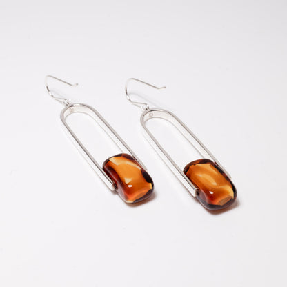 Empire Luxe Amberfire - Silver Earrings