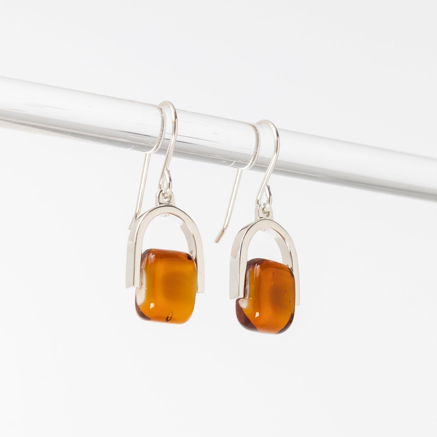Empress Amberfire - Petite Silver Earrings