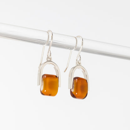 Empress Amberfire - Petite Silver Earrings