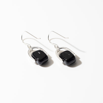 Empress Obsidian - Petite Silver Earrings
