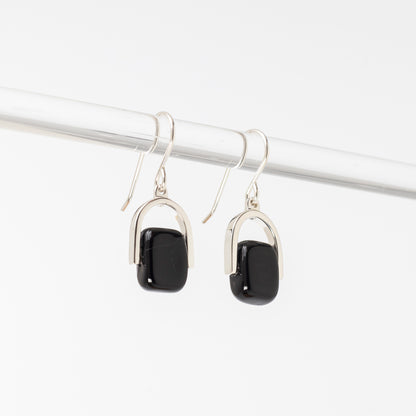 Empress Obsidian - Petite Silver Earrings