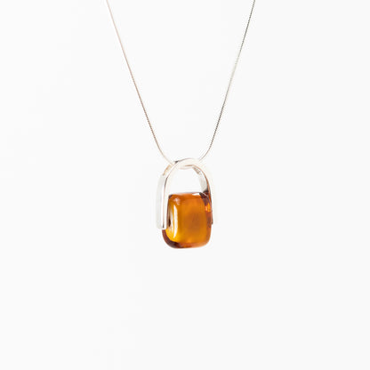Empress Amberfire - Petite Silver Pendant Necklace