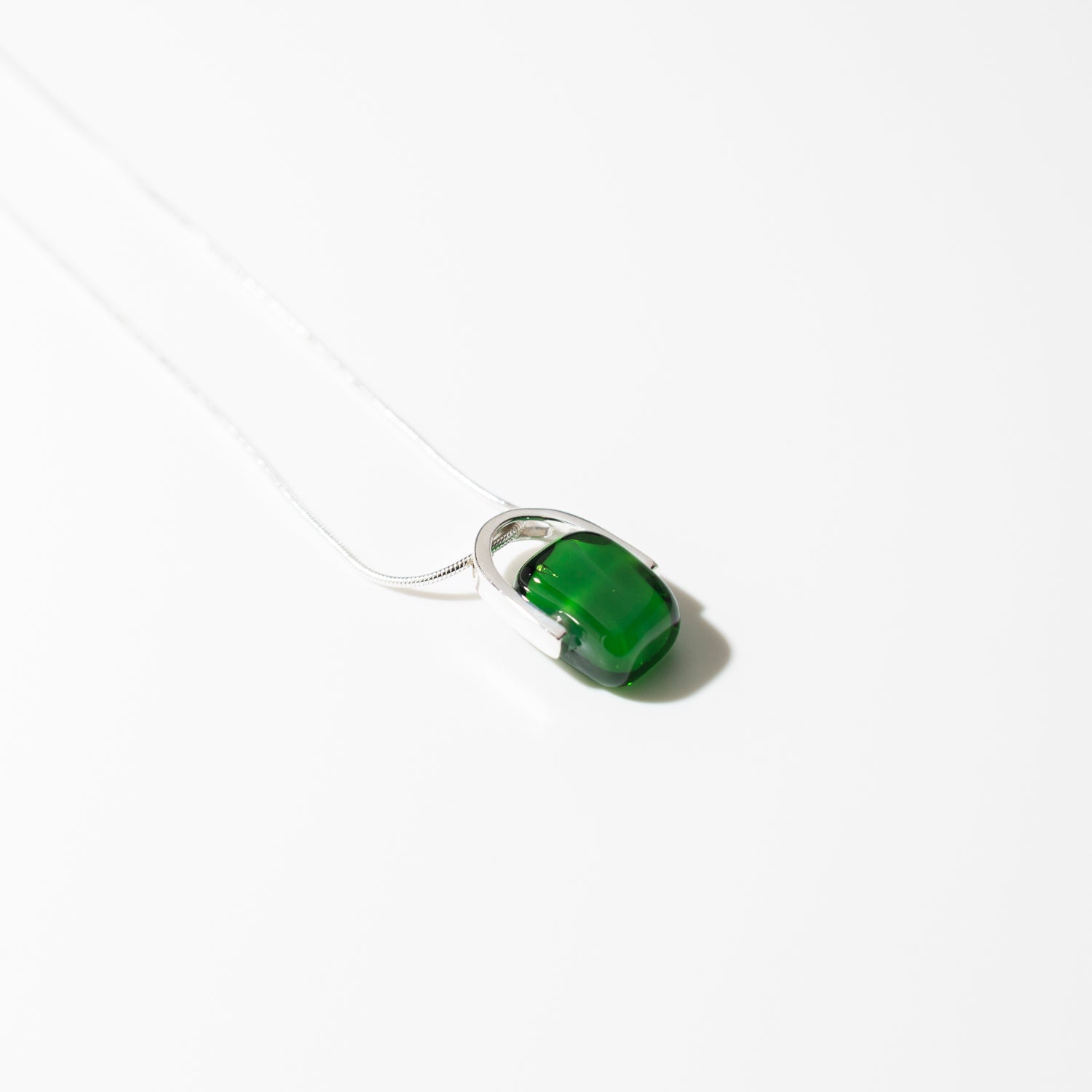 Empress Forest Green - Petite Silver Pendant Necklace