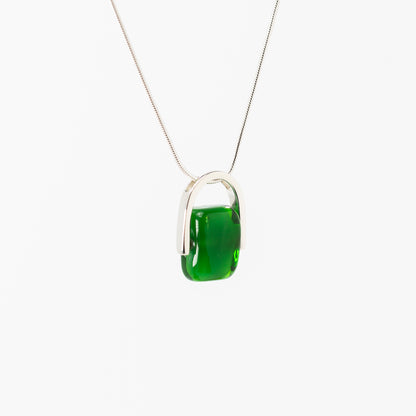 Empress Forest Green - Petite Silver Pendant Necklace