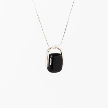 Empress Obsidian - Petite Silver Pendant Necklace