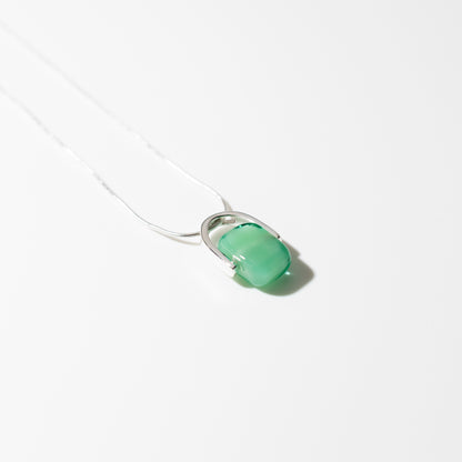 Empress Sea Green - Petite Silver Pendant Necklace