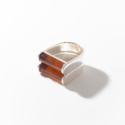 Juno Dark Amber - Silver Ring
