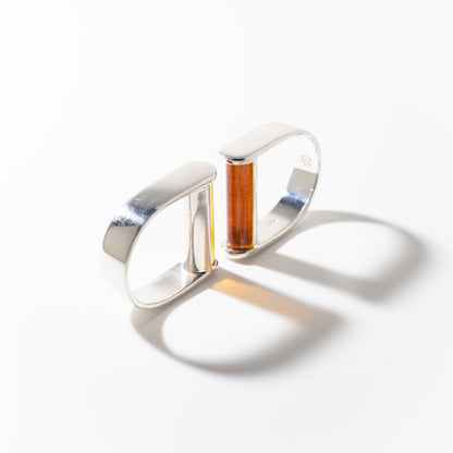 Juno Dark Amber - Silver Ring