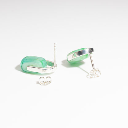 Empire Sea Green - Silver Stud Earrings