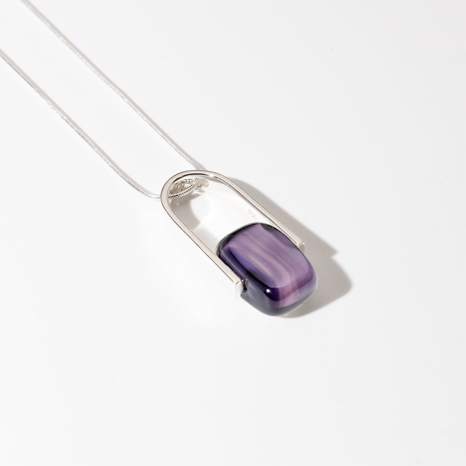 Empire African Violet - Silver Pendant Necklace