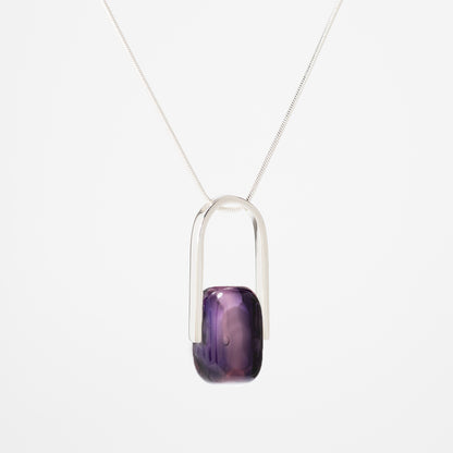 Empire African Violet - Silver Pendant Necklace