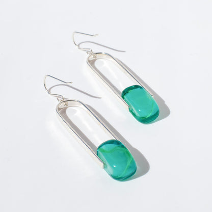 Empire Luxe Sea Green - Silver Earrings