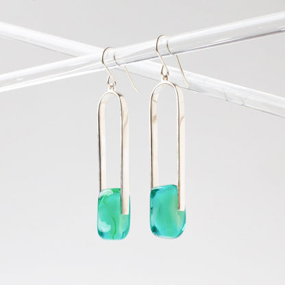 Empire Luxe Sea Green - Silver Earrings