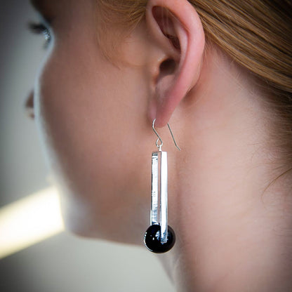 Manhattan Obsidian - Silver Earrings