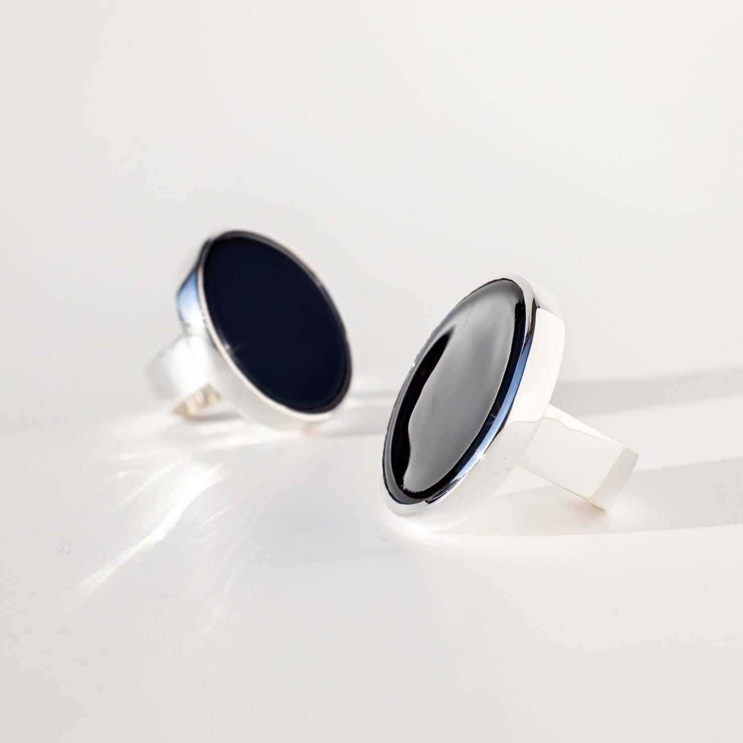 Athena Obsidian - Silver Ring