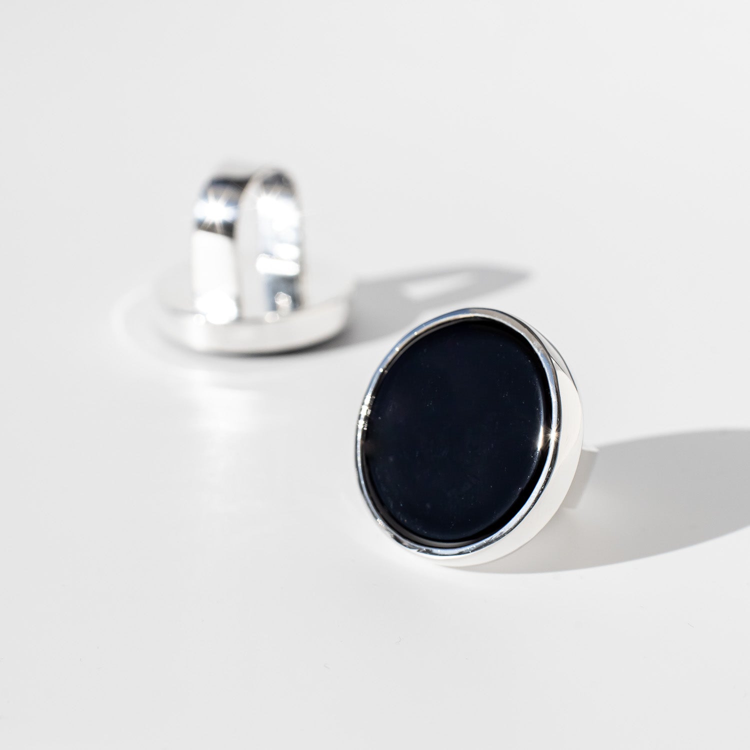 Athena Obsidian - Silver Ring