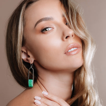 Empire Luxe Sea Green - Silver Earrings