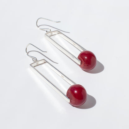 Manhattan Ruby - Silver Earrings