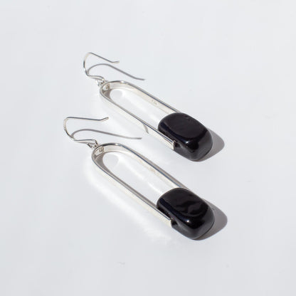 Empire Luxe Obsidian - Silver Earrings