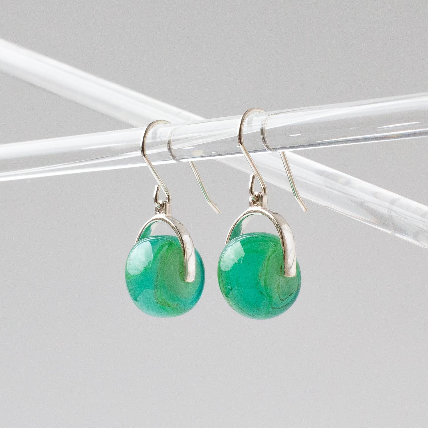Venus Sea Green - Silver Earrings
