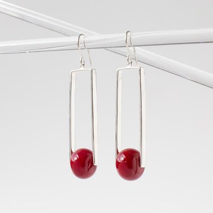 Manhattan Ruby - Silver Earrings