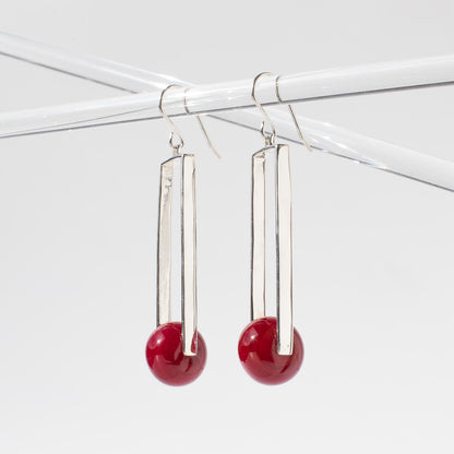 Manhattan Ruby - Silver Earrings