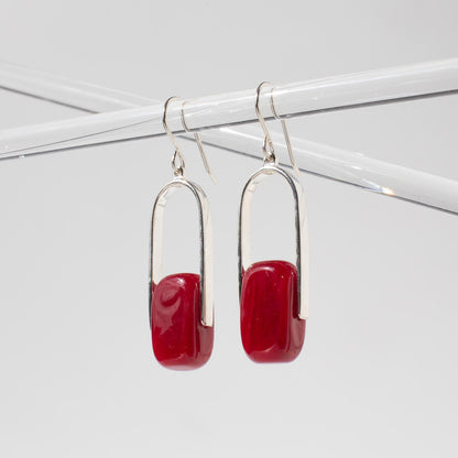 Empire Ruby - Silver Earrings