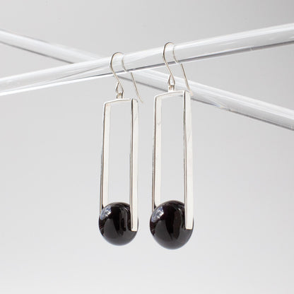 Manhattan Obsidian - Silver Earrings