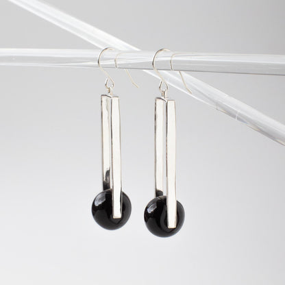 Manhattan Obsidian - Silver Earrings